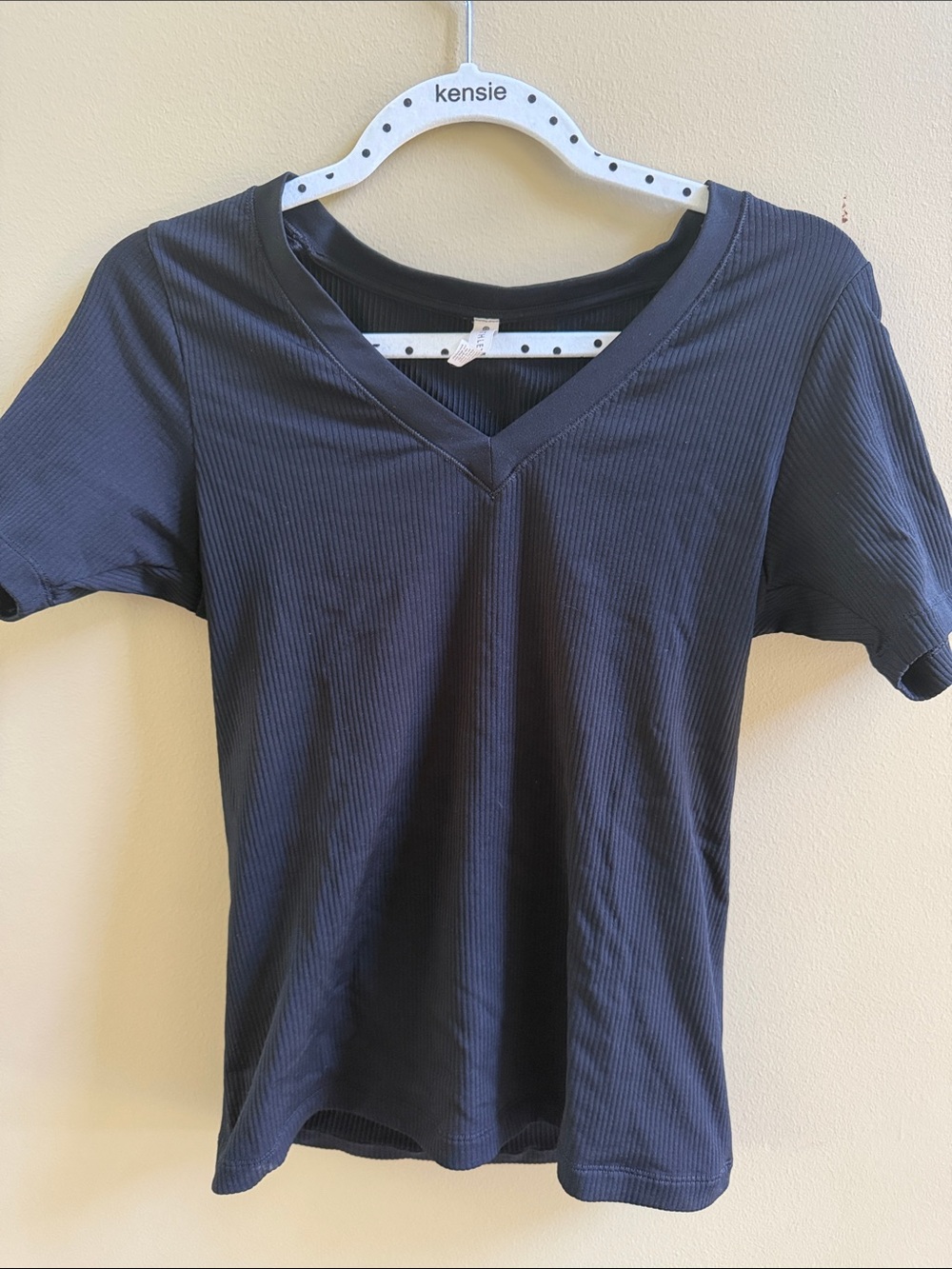 lululemon athletica Black Ribbed V-Neck Short Sleeve Tee